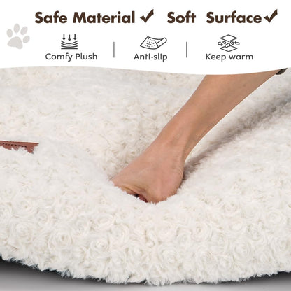 Dog Bed Crate Pad Rosette Pattern Velvet Pet Bed Anti-Slip Comfy Bed