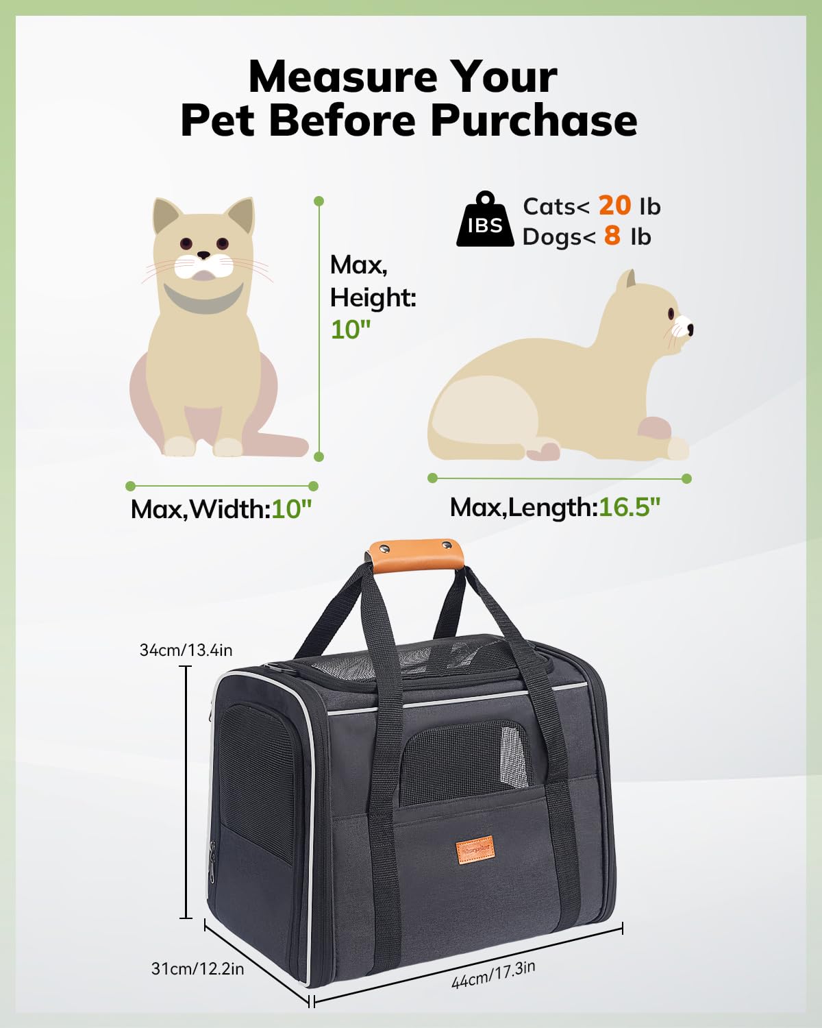 Morpilot Cat Carrier Cat Carrier Soft for Medium or Large Carriers
