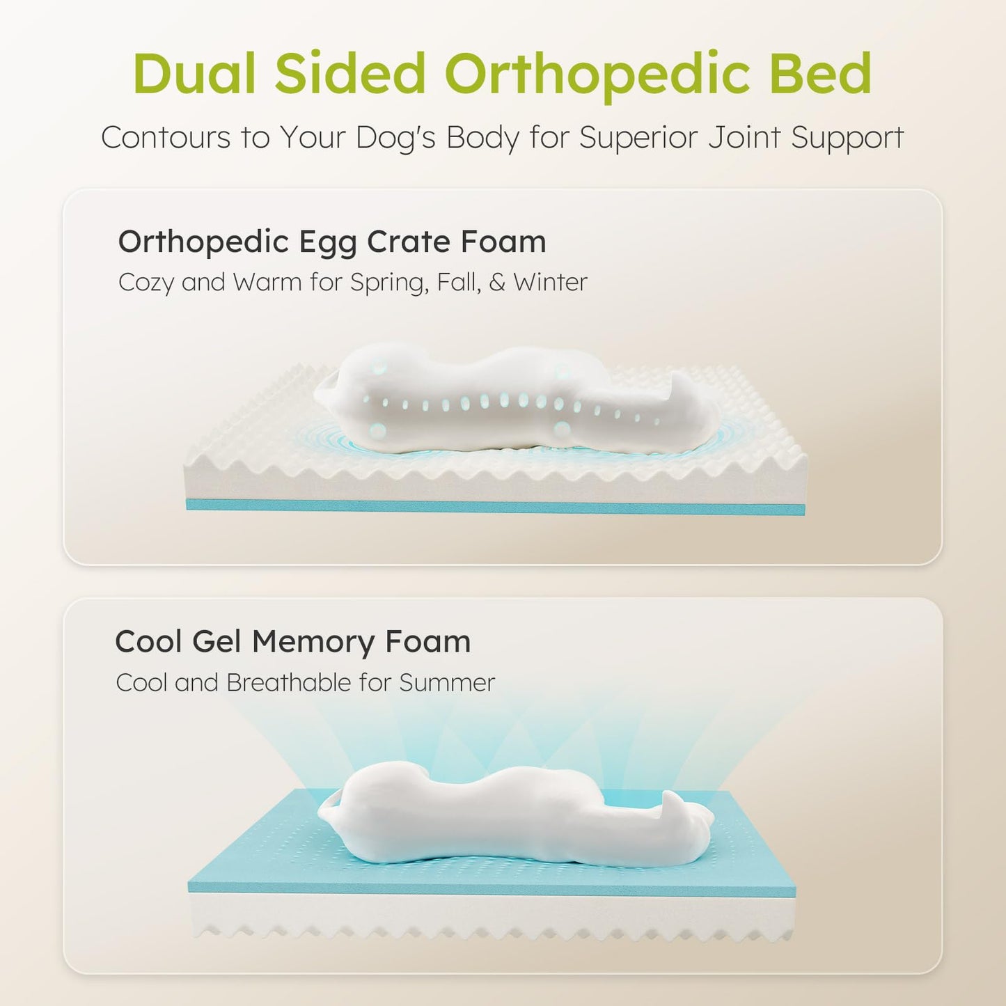 CWAWZ Extra Large Dog Bed, Orthopedic Dog Bed with Cooling Gel Bed