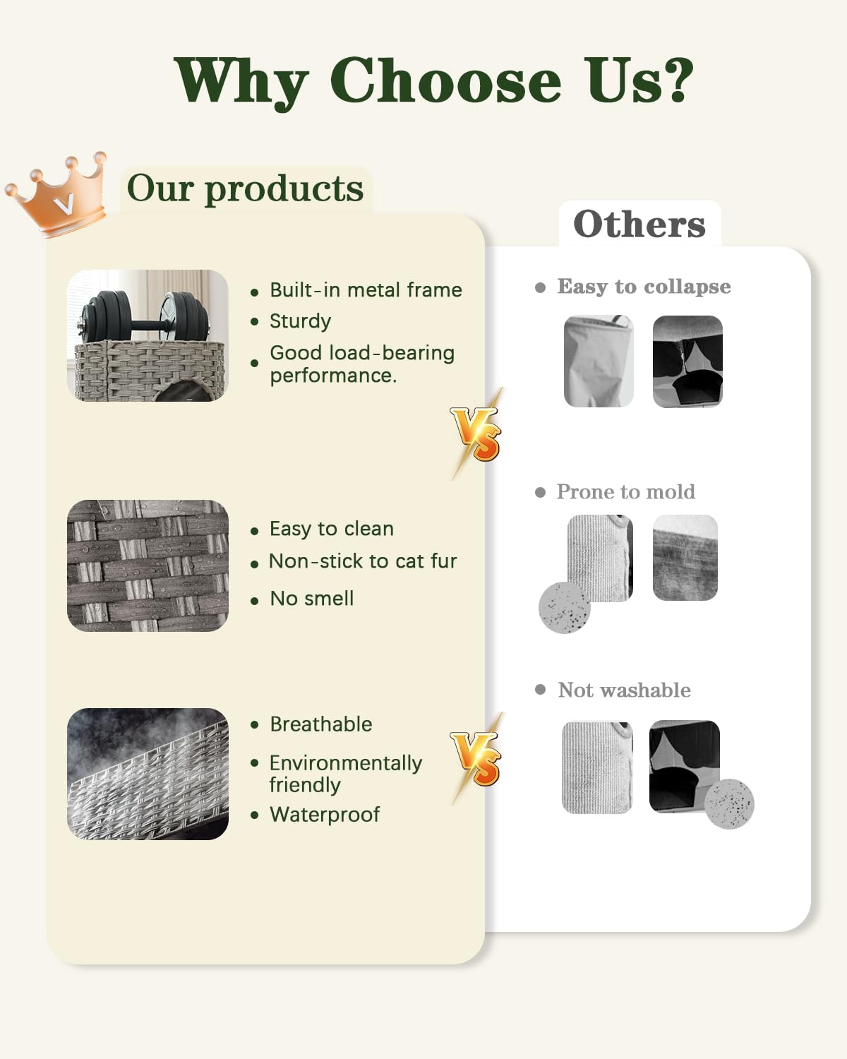 SETVSON Cat House for Indoor Cat, Large Double Cat Houses Cat Bed