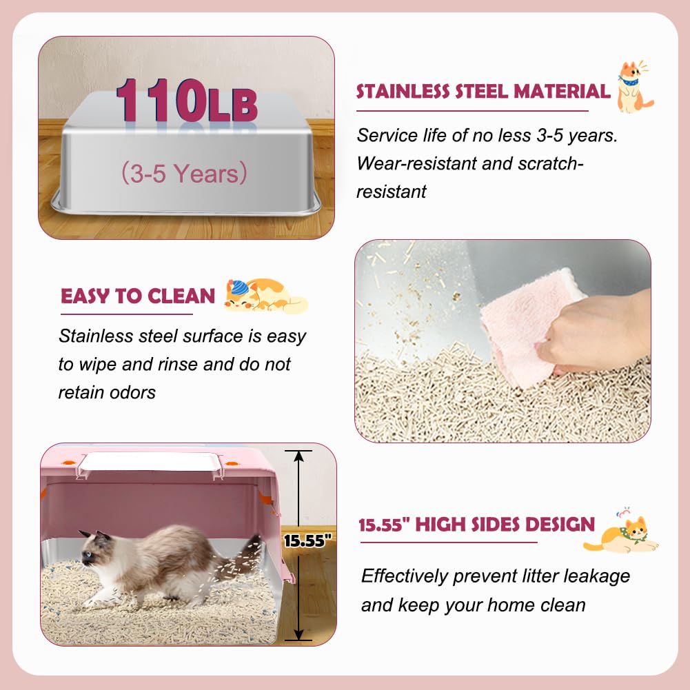 Vivifying Stainless Steel Covered Cat Litter Box Odor-Control Box