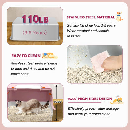 Vivifying Stainless Steel Covered Cat Litter Box Odor-Control Box