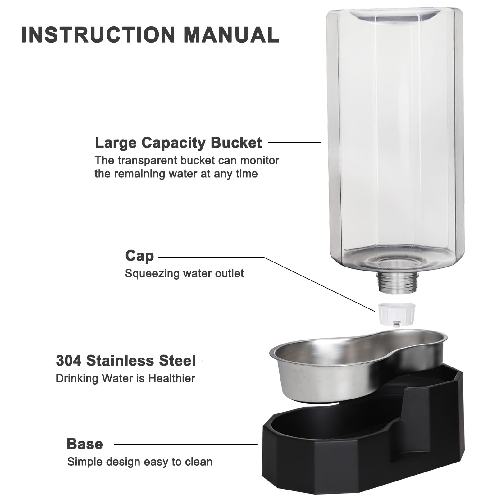 Sfozstra Large Dog Water Dispenser: Gravity Gravity Water Feeder