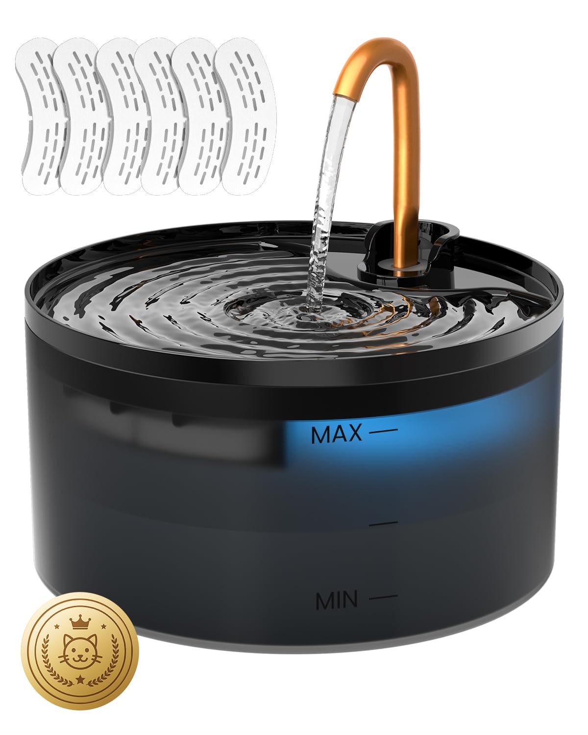 Cat Water Fountain, Cat Fountain for Drinking with Copper Faucet Bowl