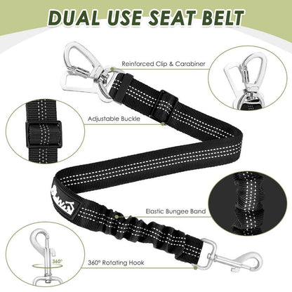 SlowTon Dog Seat Belt Harness for Car, Dog Car Harness Adjustable Seat