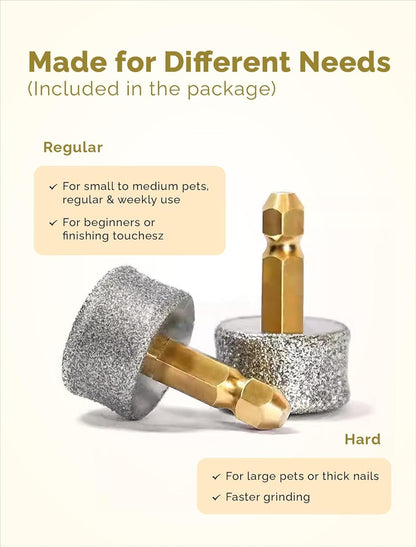 Pedgogo 6-Speed Dog Nail Grinder& 5 Grinding Heads Super Quiet Trimmer