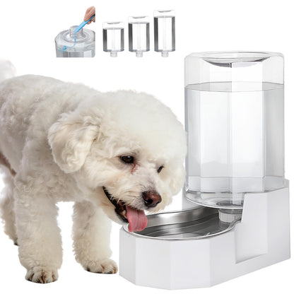 Sfozstra Dog Water Bowl Dispenser: Large Gravity Stainless Steel Bowl