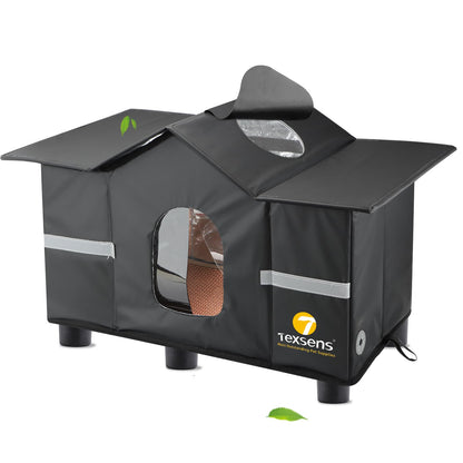 Texsens Outdoor Cat House Weatherproof Large Cat Shelter for House