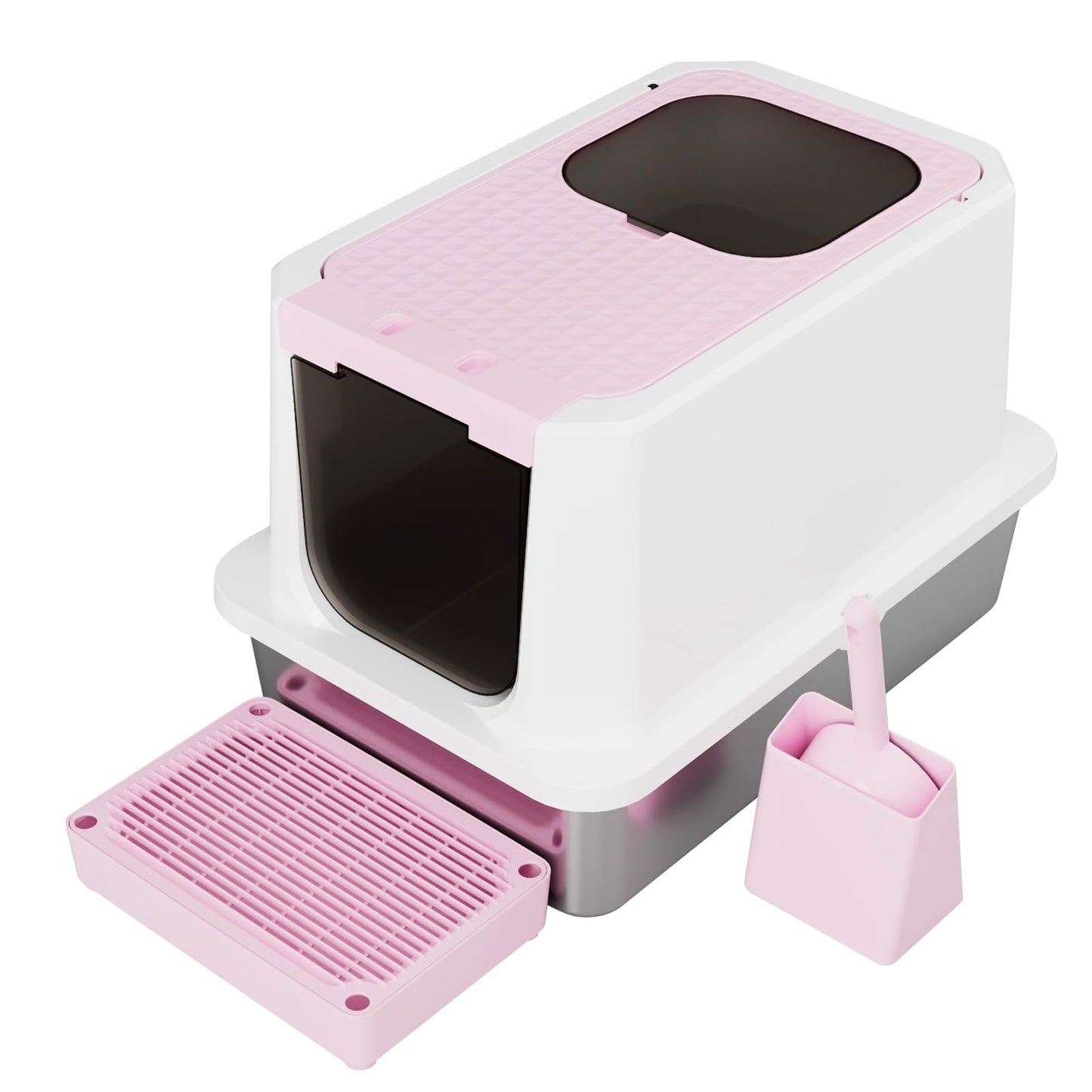 RIZZARI Enclosed Cat Litter Box: Large Top Front Entry Litter