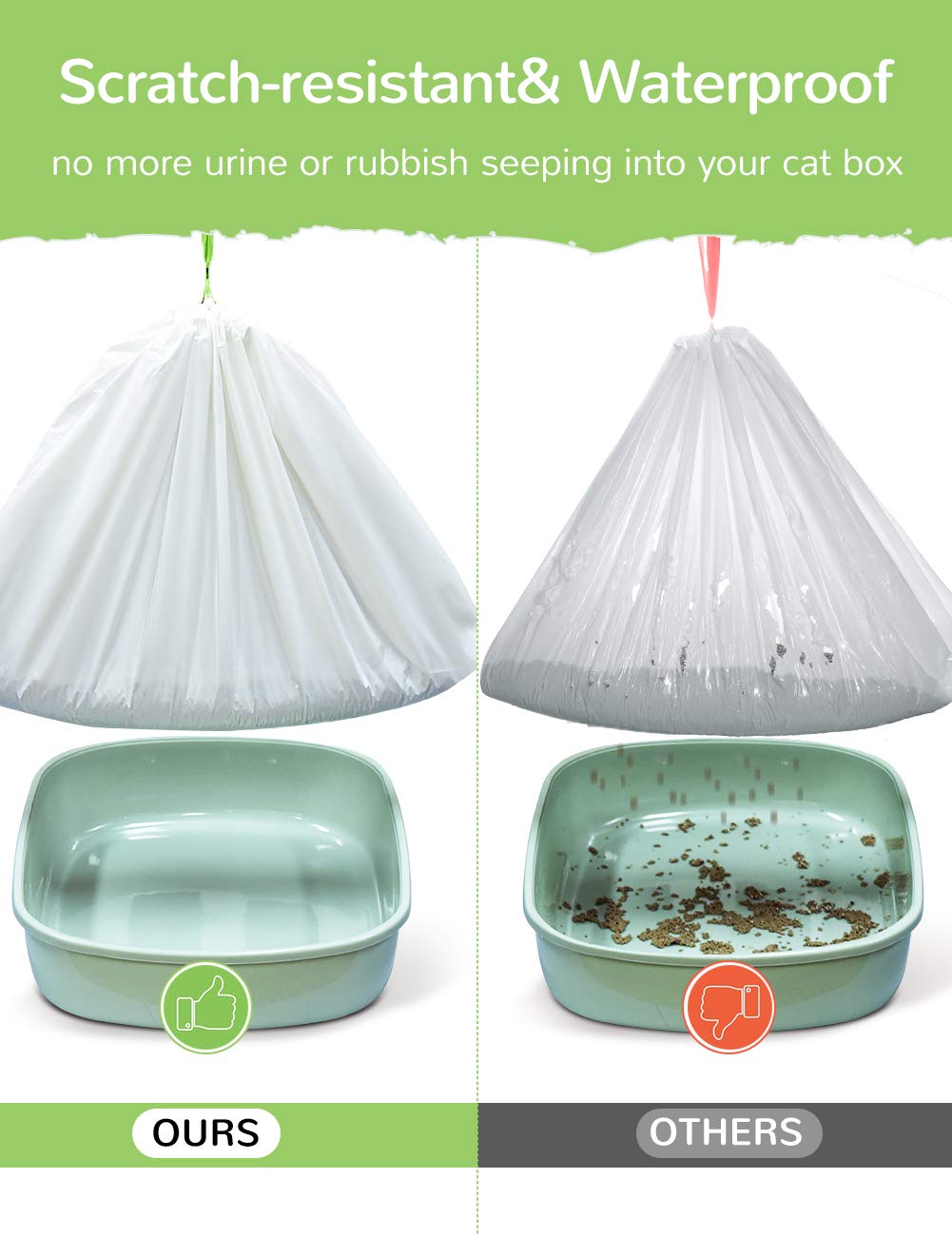 Litter Box Liners, 34 Count Jumbo Cat Litter Pan liners, Box