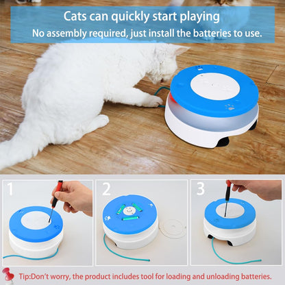 LASOCUHOO 2-in-1 Automatic Cat Toy with Track Jumping String Balls