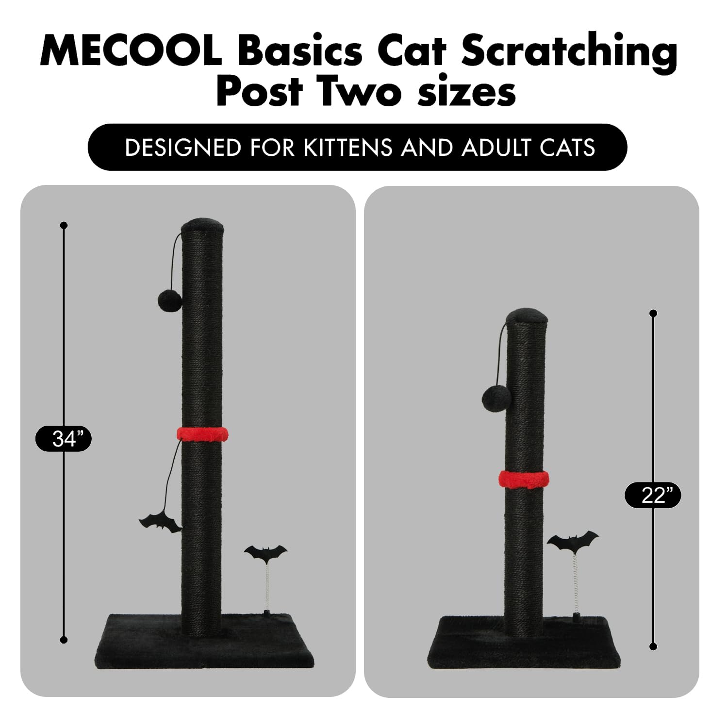 MECOOL Cat Scratching Post Sisal Scratch Posts with Hanging Ball Posts