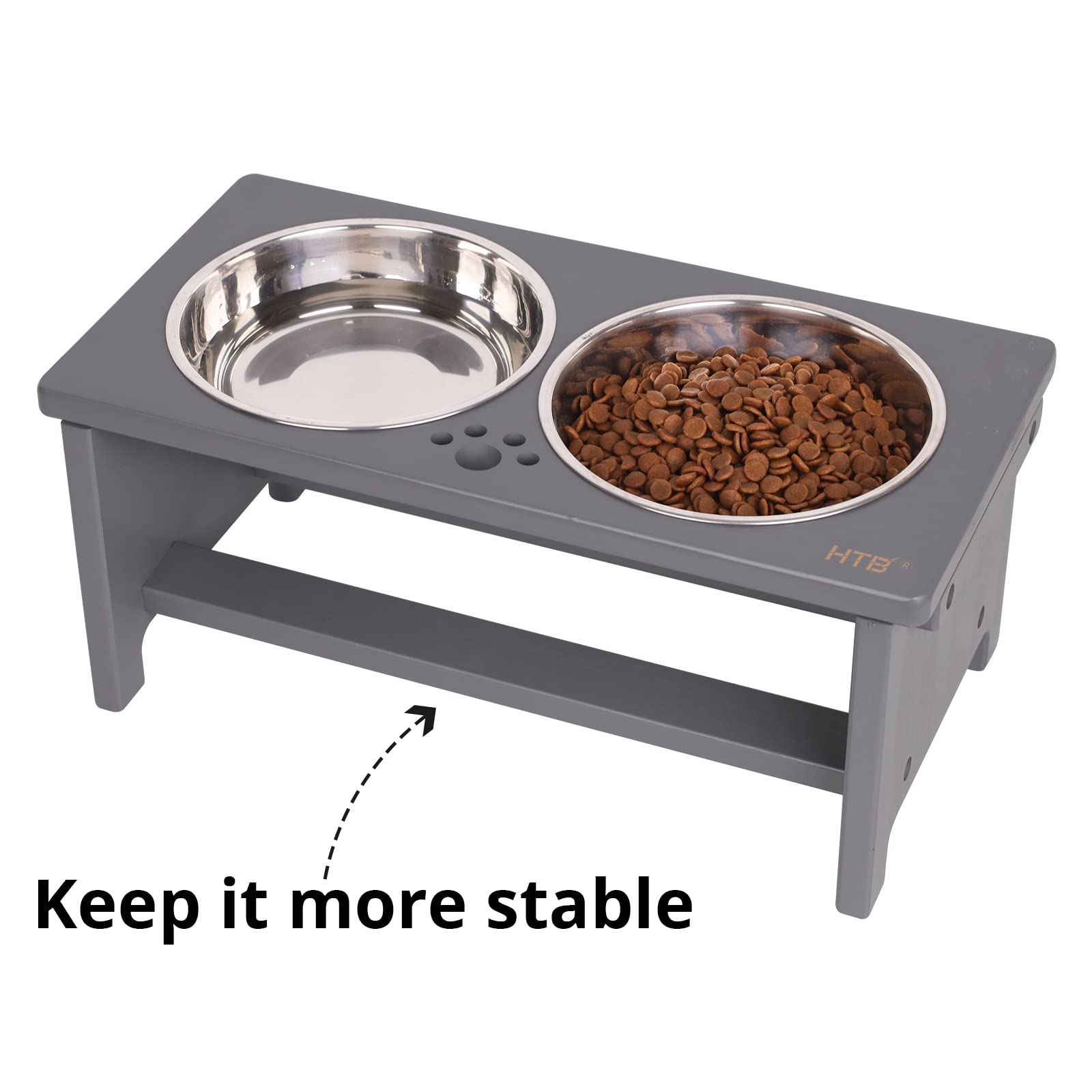 HTB Elevated Dog Bowls, Raised Dog’s Food Stand with 2 Feeder