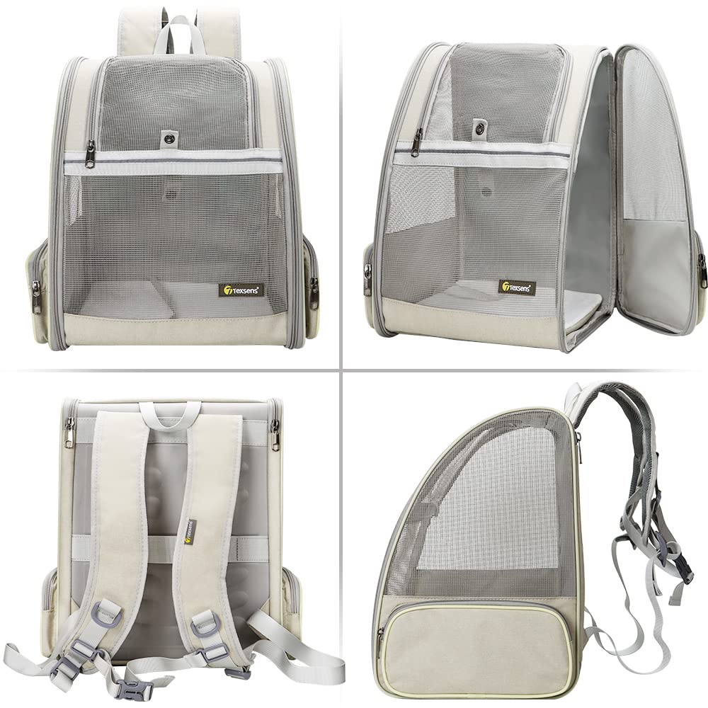 Texsens Pet Backpack Carrier for Small Cats Dogs, Ventilated Carrier