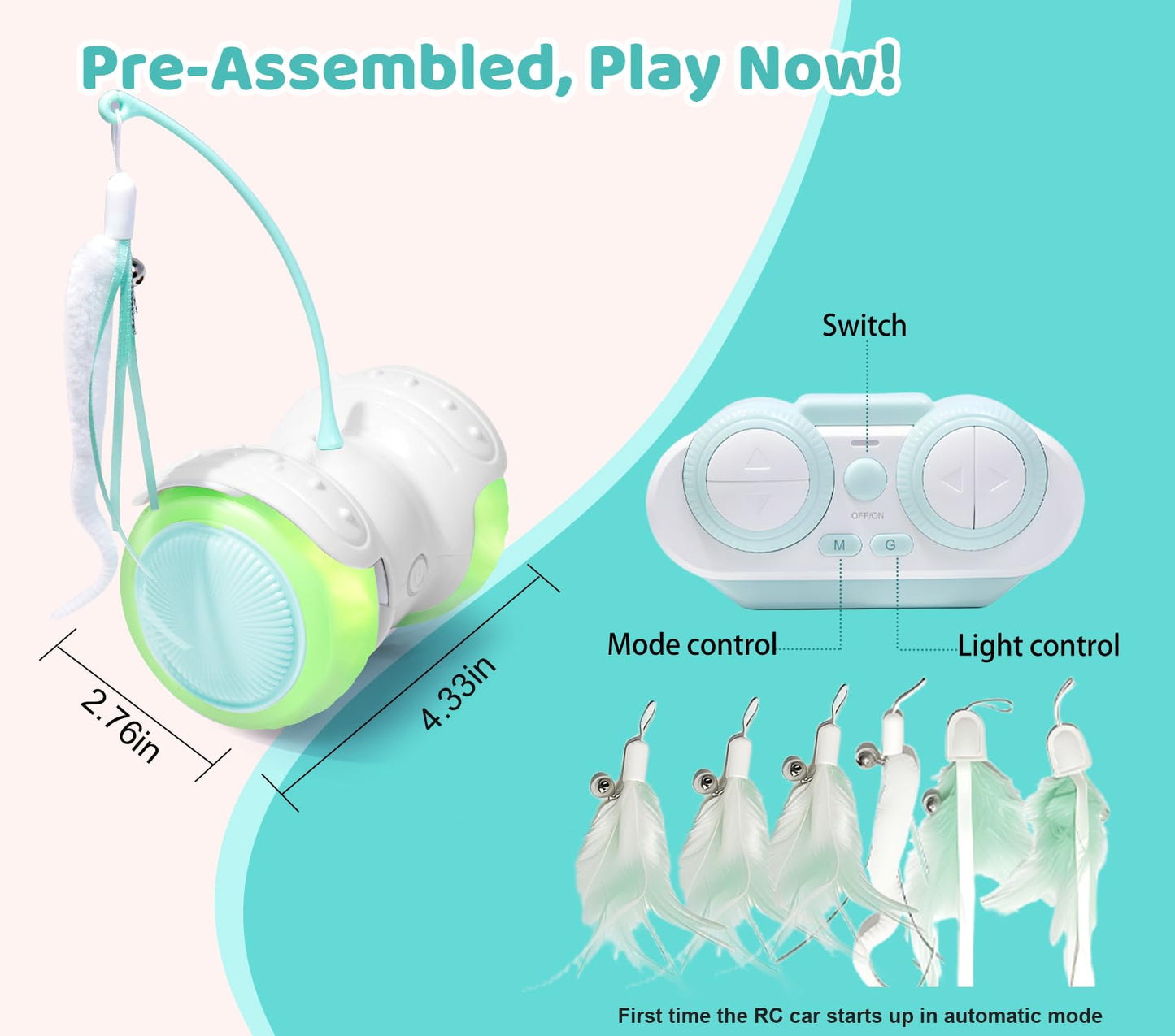 ZeLing HTL Remote Control Cat Toy with Auto Mode Interactive Cat Toy