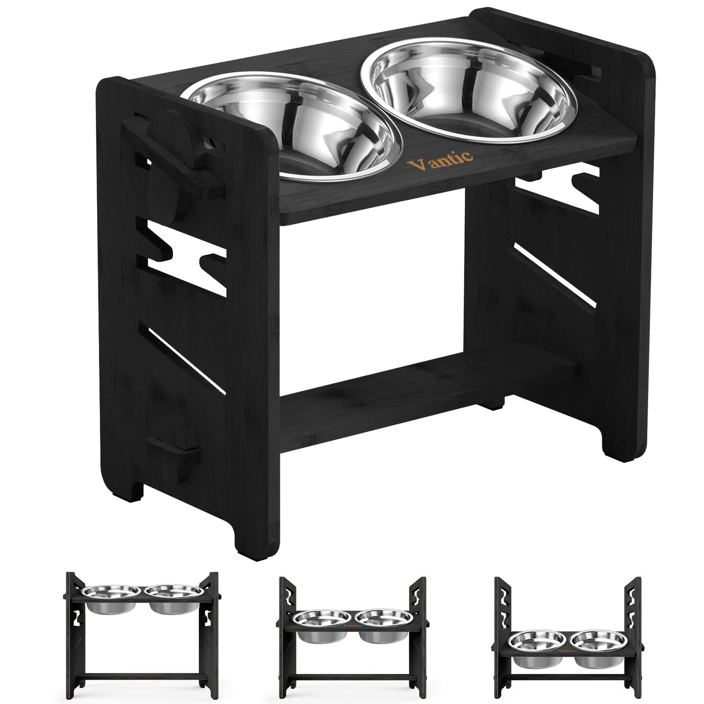 Vantic Elevated Dog Bowls, Adjustable Raised Dog Bowl Stand Bowl