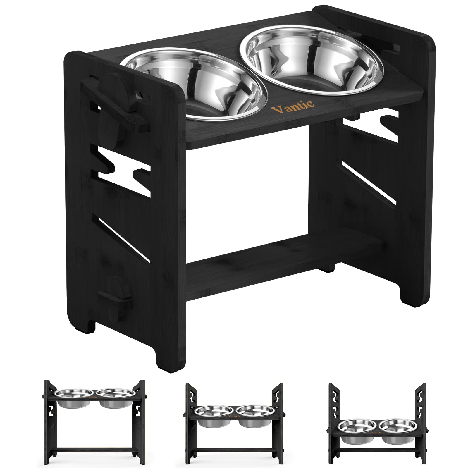 Vantic Elevated Dog Bowls, Adjustable Raised Dog Bowl Stand Bowl