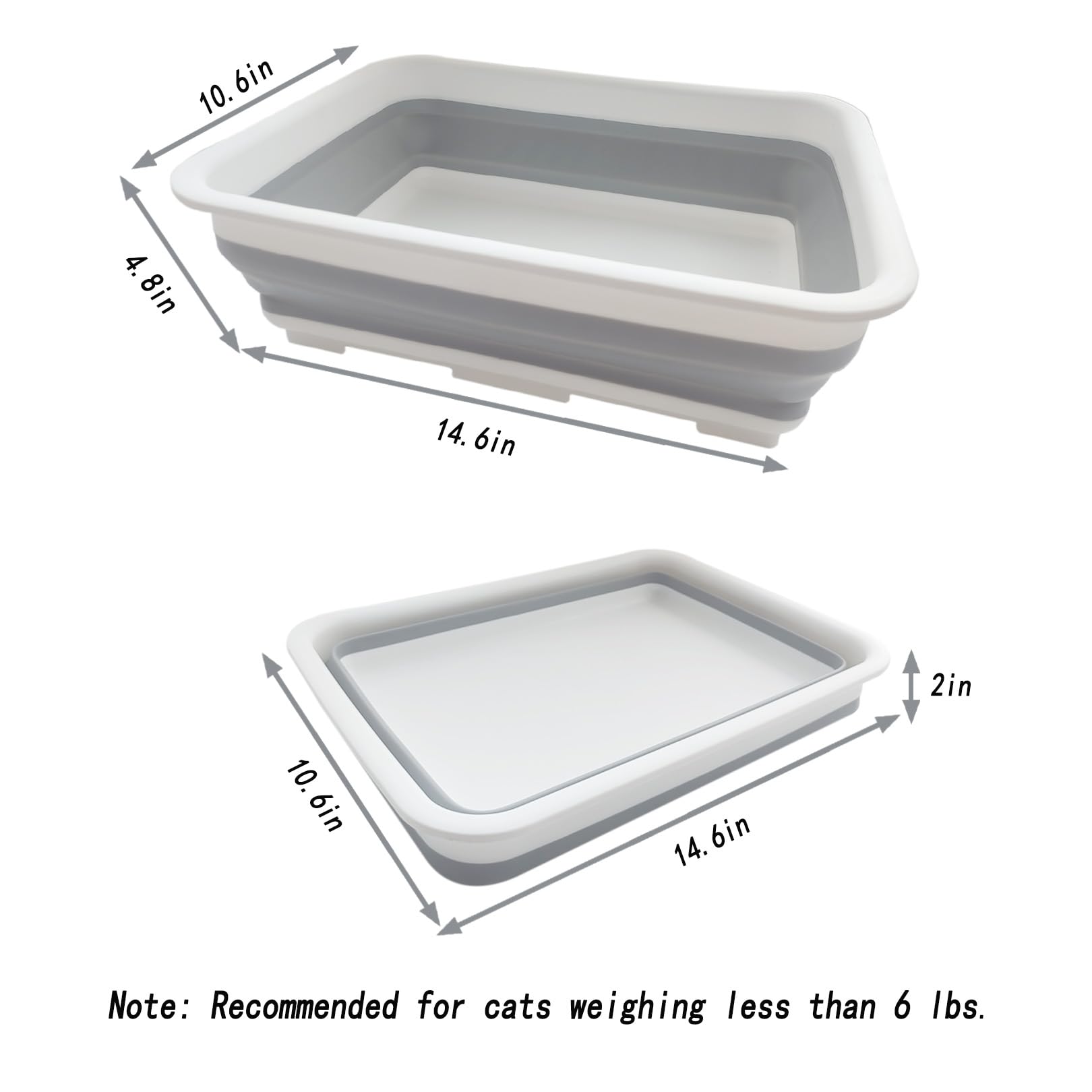 chuyouan Collapsible Small Cat Litter Box, Open Waterproof Low Box