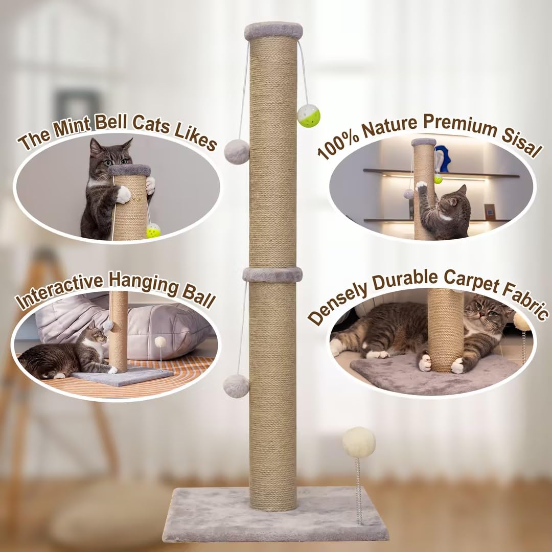 PELUOMOZ Tall Cat Scratching Post Large Cat Scratch Post for Tree