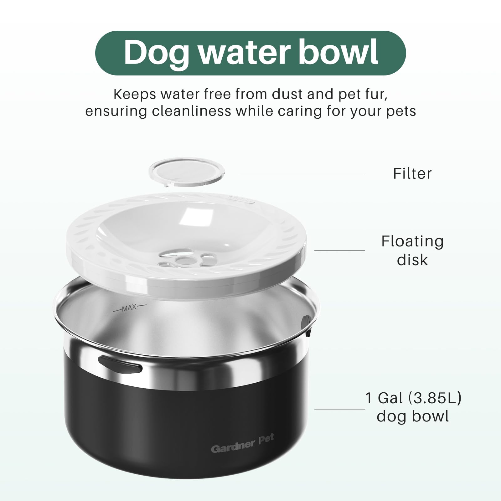 Gardner Pet Dog Bowls Stainless Steel No Spill Water Bowl, Slow Bowl