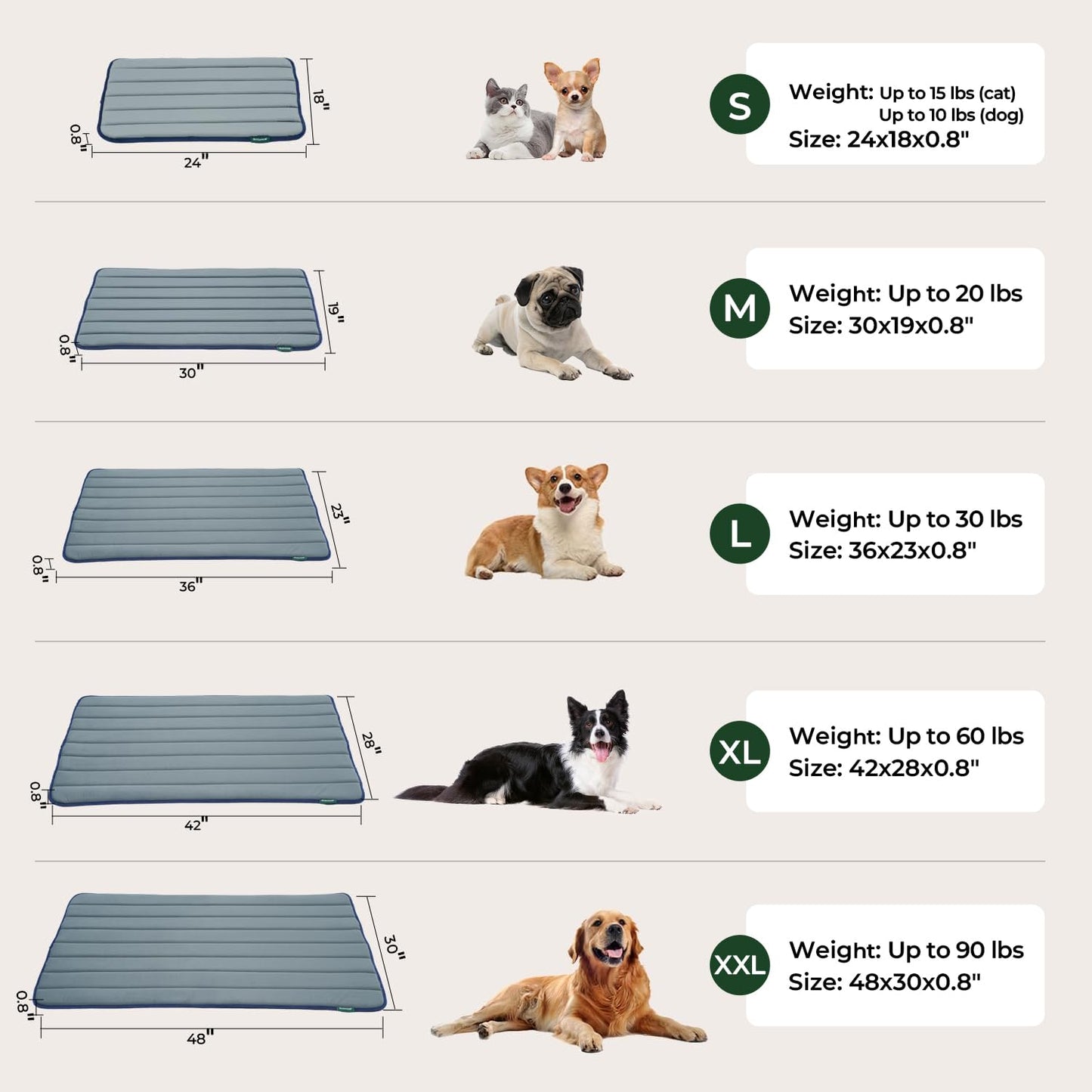 BALANCE Dog Crate Pad, Dog Foam Crate Mat Kennel Pad, Washable Bed