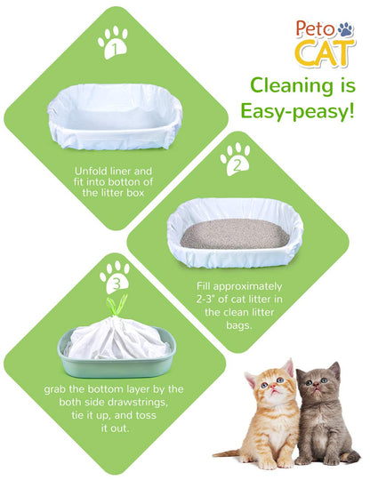 Cat Litter Liners Large, Jumbo Drawstring Extra Durable Pet Cat Box