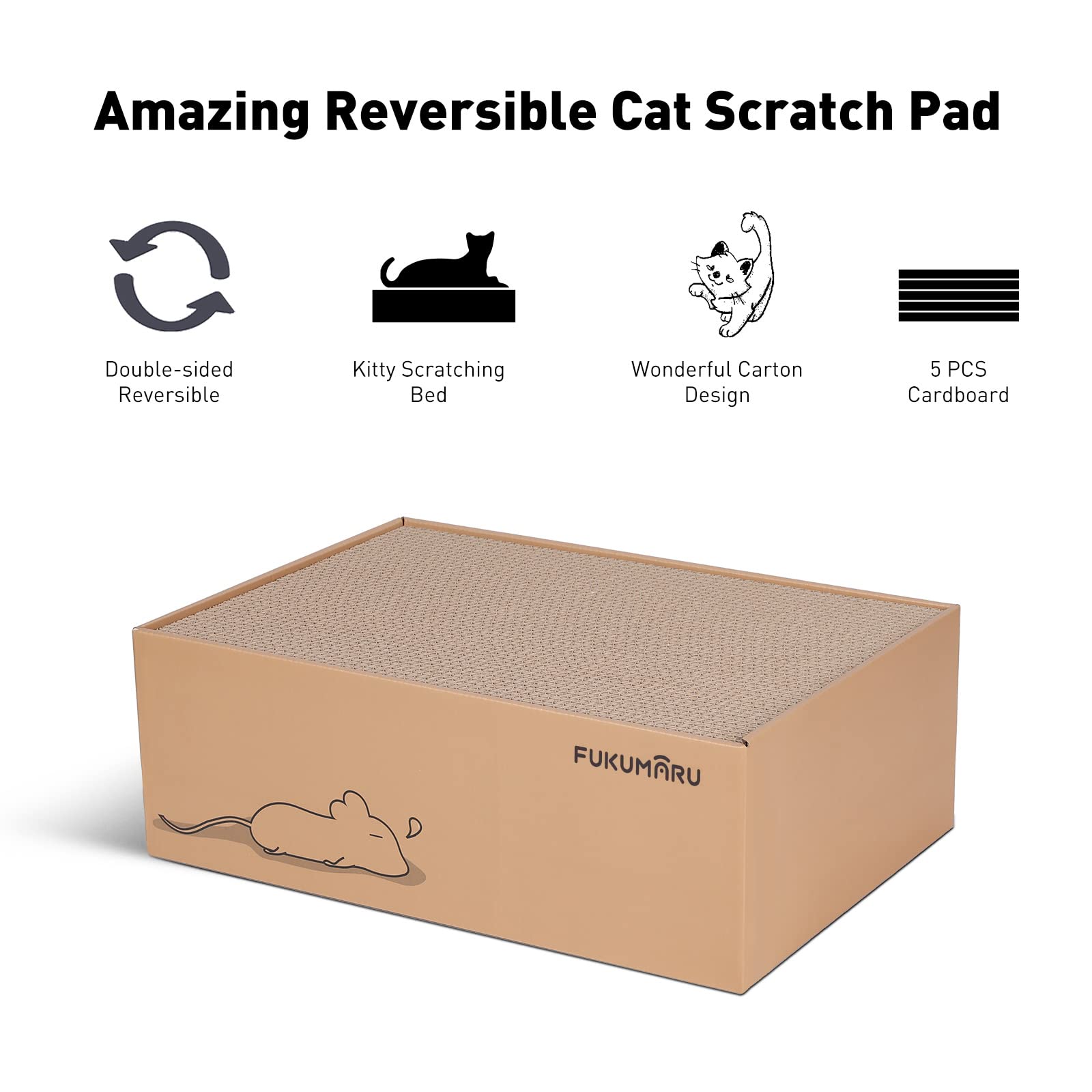 FUKUMARU 5 PCS Cat Scratching Boards, Width Ex-Large Cat Scratcher