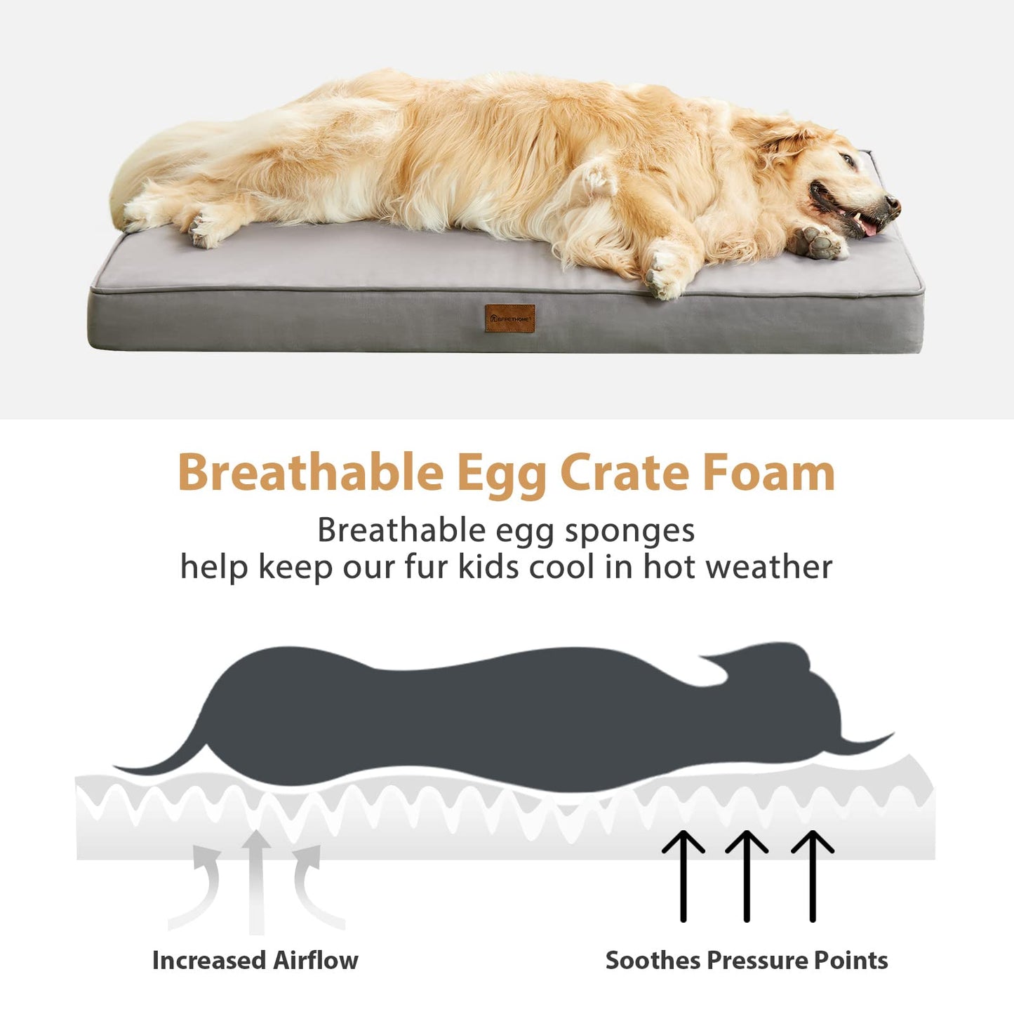 BFPETHOME Outdoor Dog Beds for Large Dogs, Waterproof Dog Bed