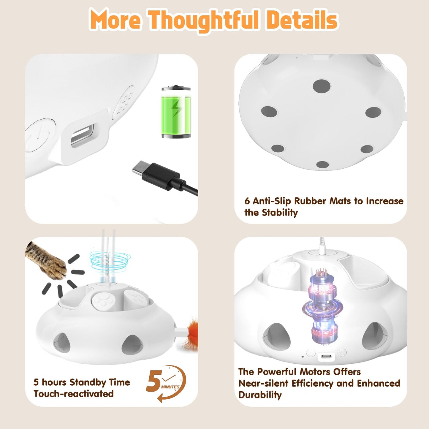 Crazydeer Interactive Cat Toys for Indoor Cats, 4in1 Pet Teaser Toy