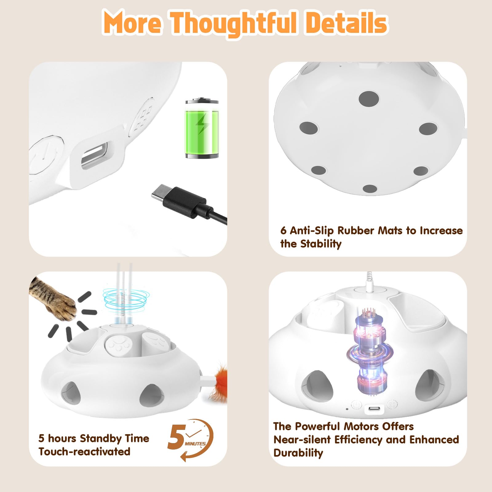 Crazydeer Interactive Cat Toys for Indoor Cats, 4in1 Pet Teaser Toy