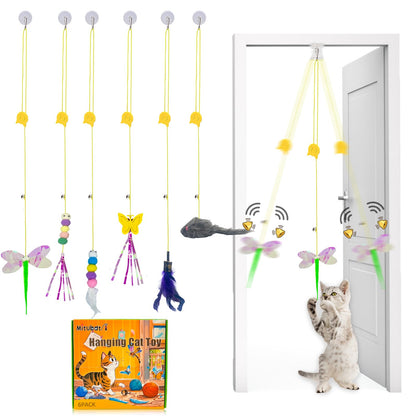 Mitubati Cat Toys Indoor Hanging Door Retractable Bird Cat Toy