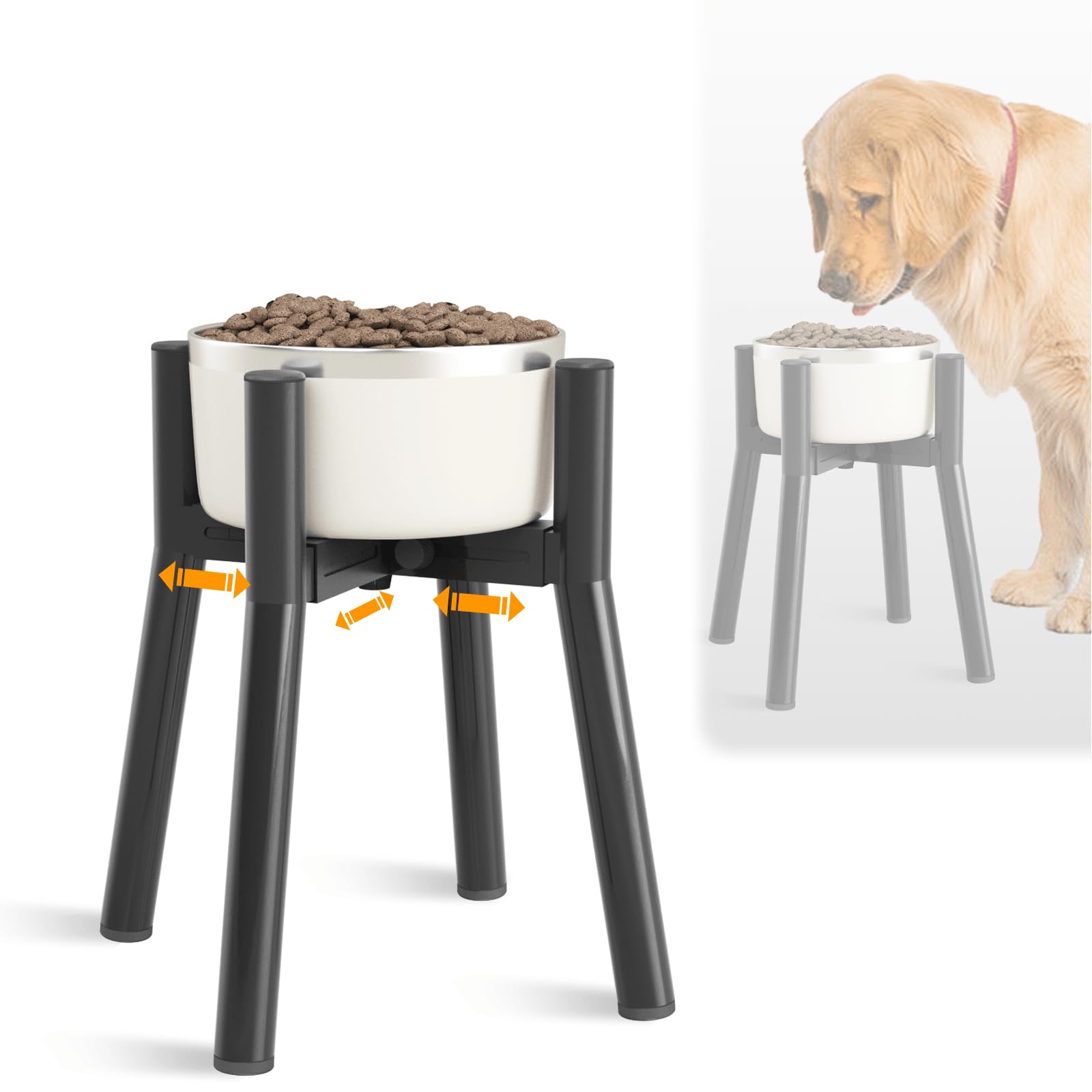 Adjustable Raised Dog Bowl Stand for 7-10.6" Diameter Food Water Bowl