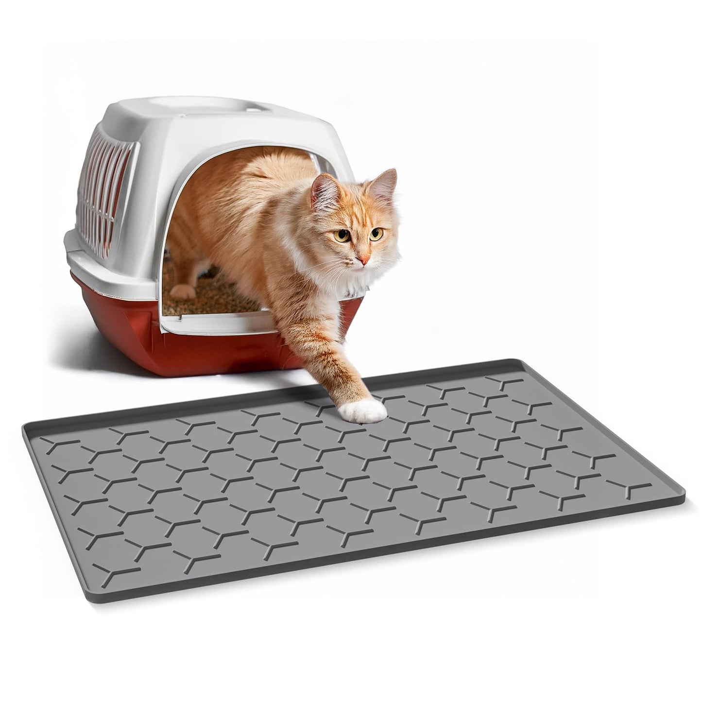 Garoopion Cat Litter Box Mat, Silicone Kitty Litter Mat, 24" X 16" Mat