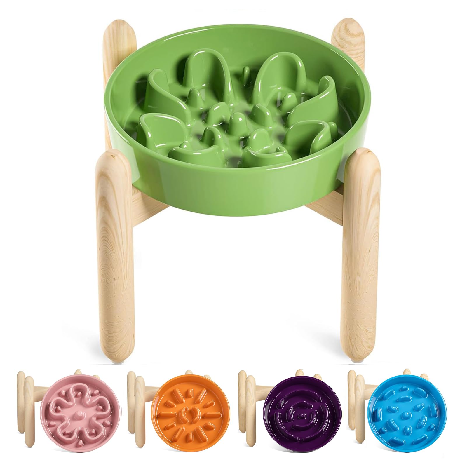 LE TAUCI Ceramic Slow Feeder Dog Bowls Elevated Feeder