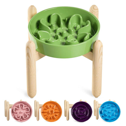 LE TAUCI Ceramic Slow Feeder Dog Bowls Elevated Feeder