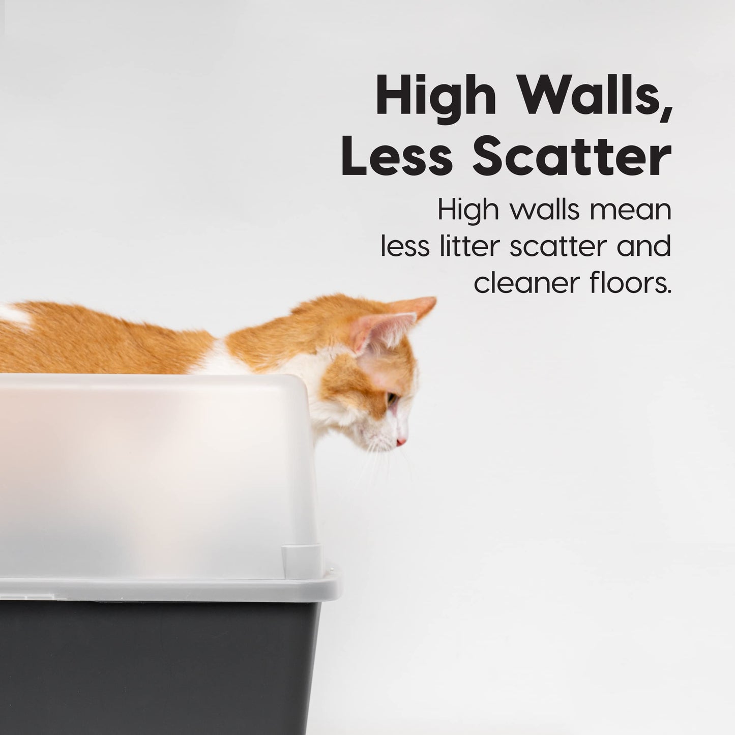 IRIS USA Cat Litter Box Large Open Top with High Sided Walls Tall Box