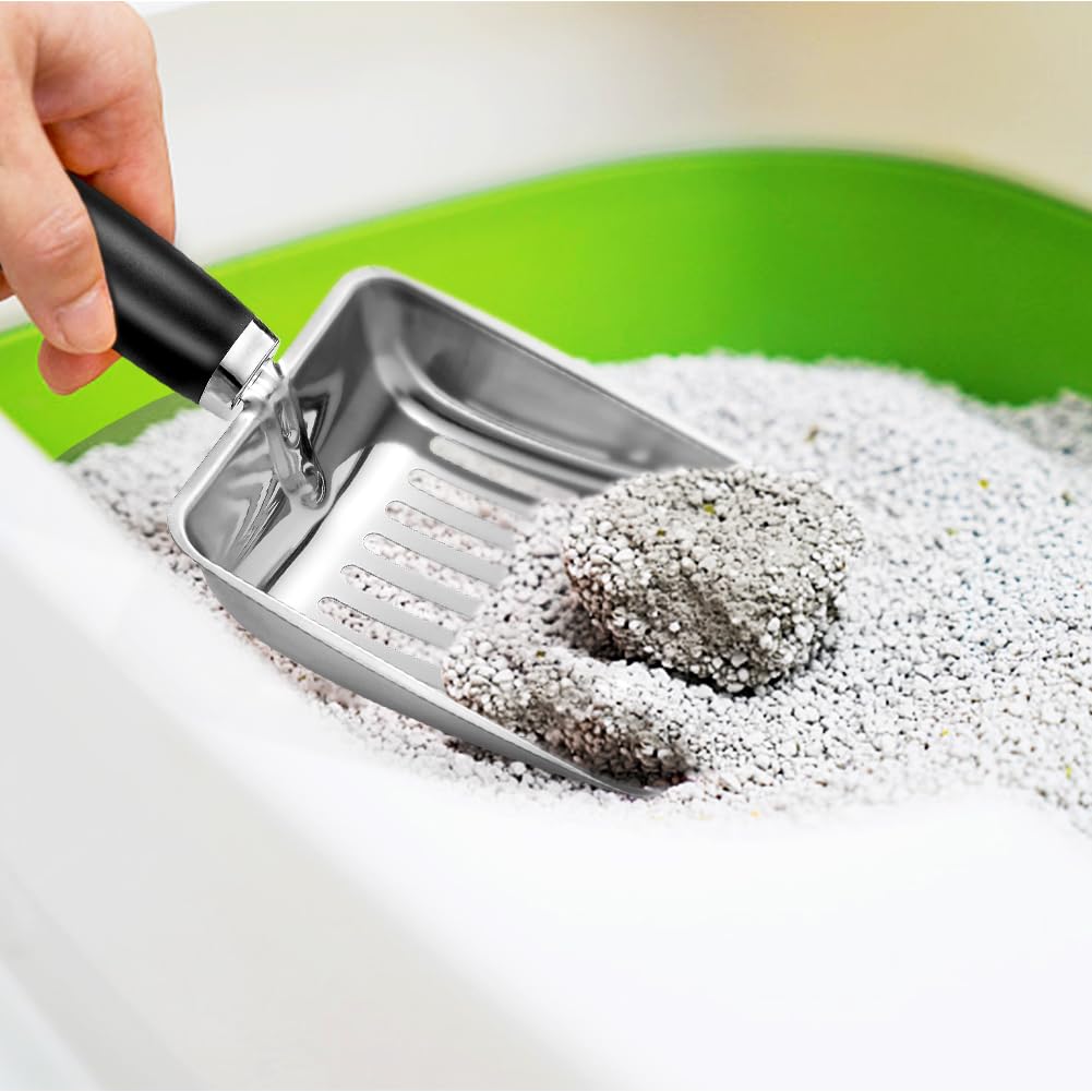 Cat Litter Scooper with Holder, Stainless Steel Cat Litter Scoop Box