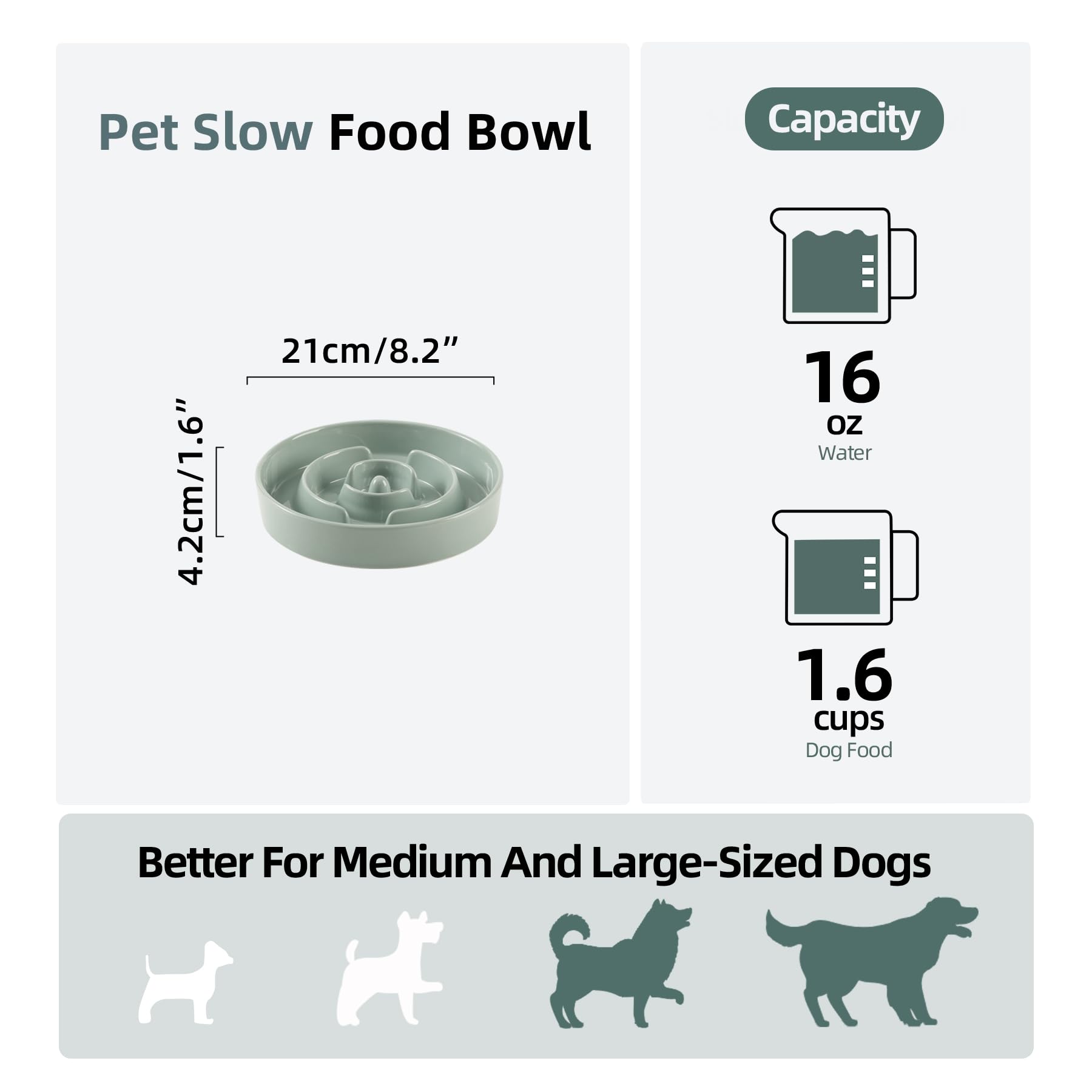 Havniva Ceramic 1.6 Cup Slow Feeder Dog Bowl Puzzle