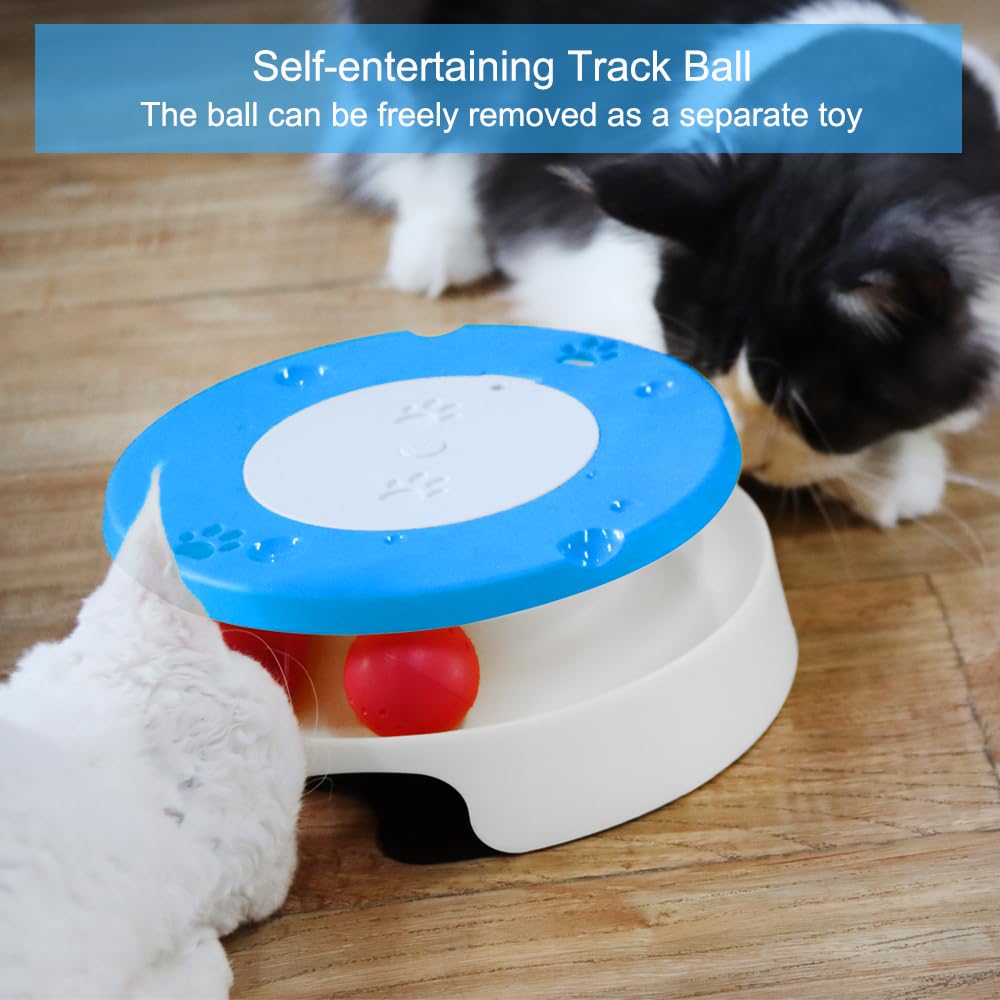 LASOCUHOO 2-in-1 Automatic Cat Toy with Track Jumping String Balls