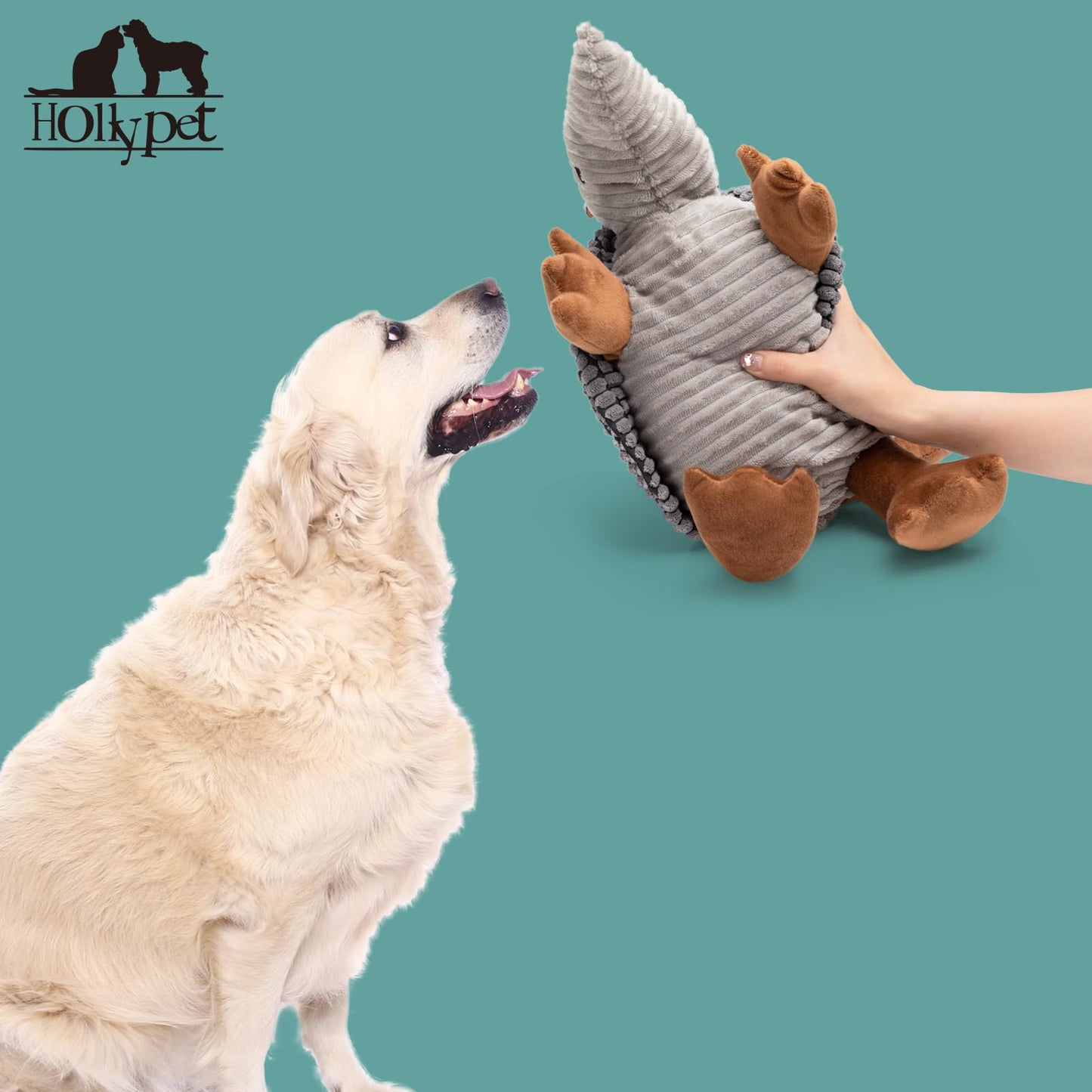 Hollypet Plush Dog Squeaky Toy Stuffed Armadillo Animal Pet Puppy Chew