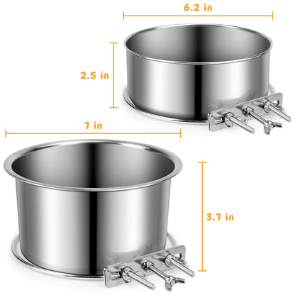 Stainless Steel Dog Bowls, ShineMe No Spill Dog Crate Water and Feeder