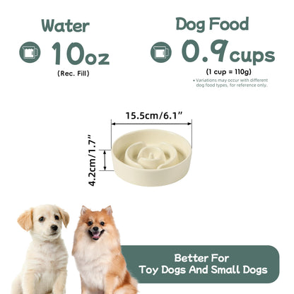 Havniva Ceramic 0.9 Cup Dog Bowl Slow Feeder for Small Dog, Pet Bowl