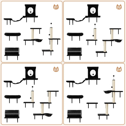 NUNU LAB 14-in-1 Cat Wall Shelves Set, Wall-Mounted Cat Climber House