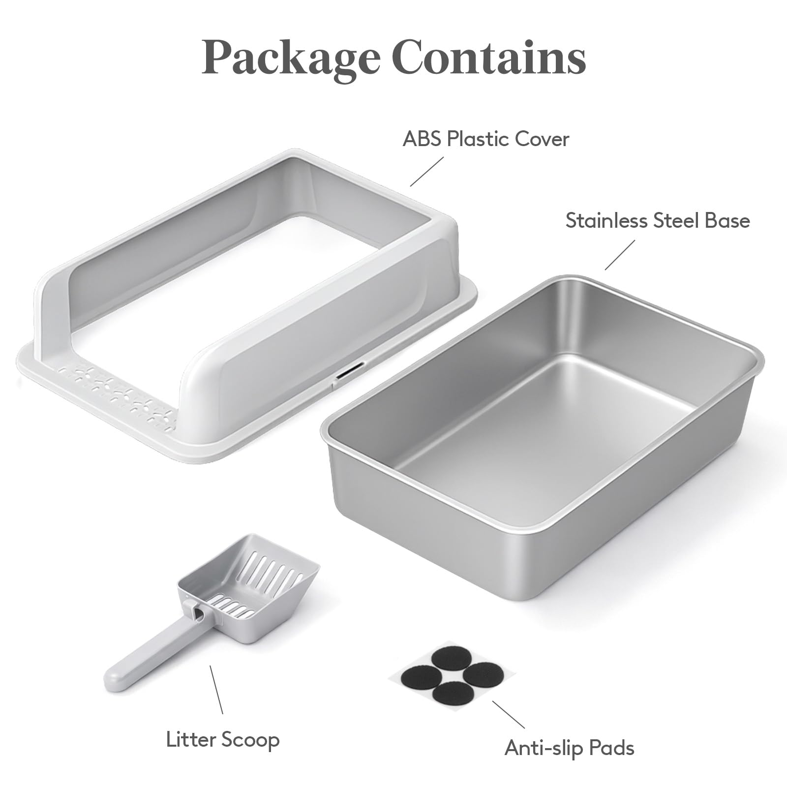 Lifewit Stainless Steel Litter Box for Kitty, Metal Cat Litter Tray