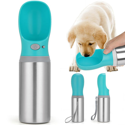 Portable Dog Water Bottle, Stainless Steel Leak Proof Puppy Dispenser