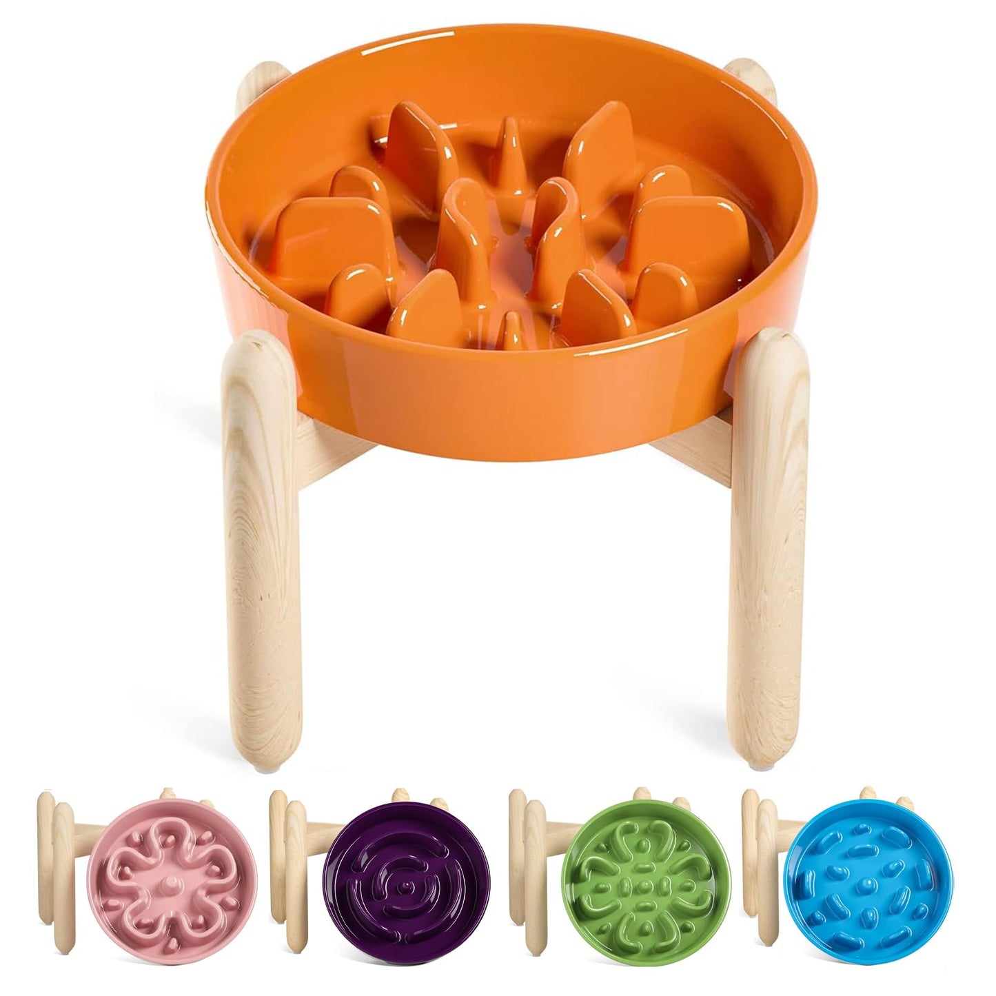 LE TAUCI Ceramic Slow Feeder Puzzle Bowl Elevated 3 Cup with Puzzle