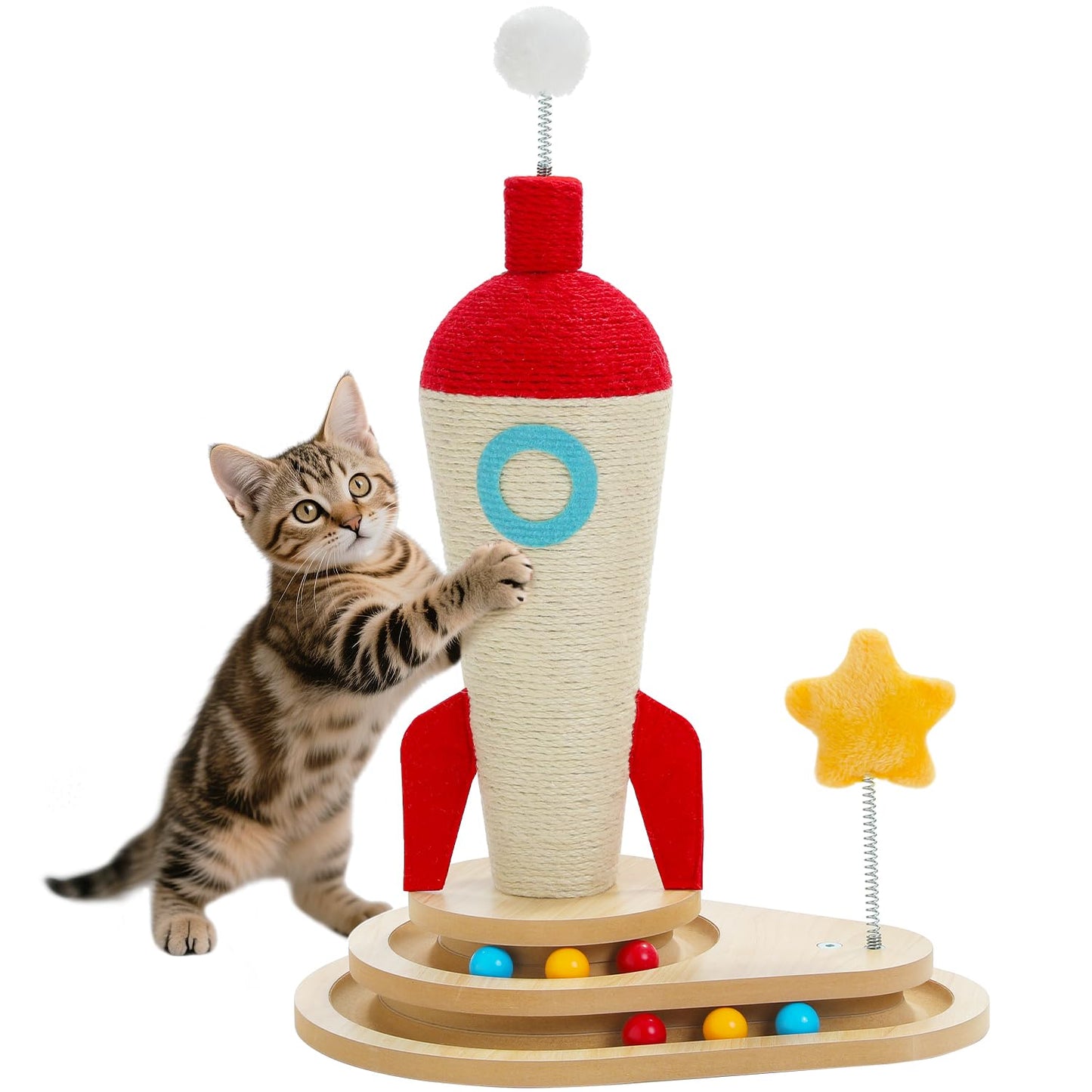 PETEPELA Cat Scratching Post, Rocket Sisal Cat Scratcher, Scratcher