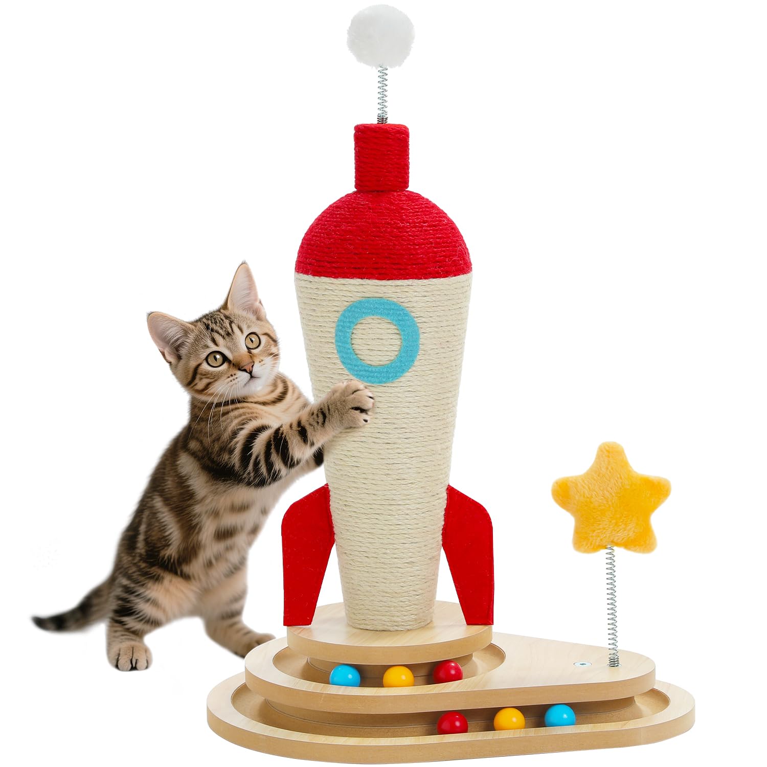 PETEPELA Cat Scratching Post, Rocket Sisal Cat Scratcher, Scratcher