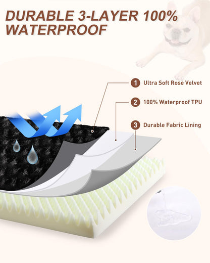 KSIIA Dog Crate Bed Waterproof Extra Large Dog Bed Soft Velvet Bed