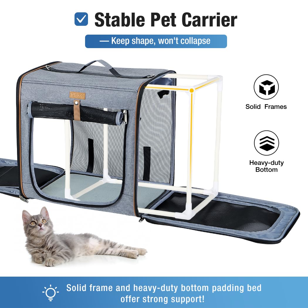 Lekereise Extra Large Cat Carrier for 2 Cats, 2-in-1 Cat Carrier